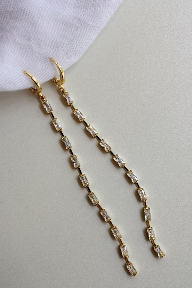 Baguette Drop Statement Earrings