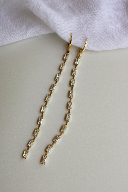 Baguette Drop Statement Earrings